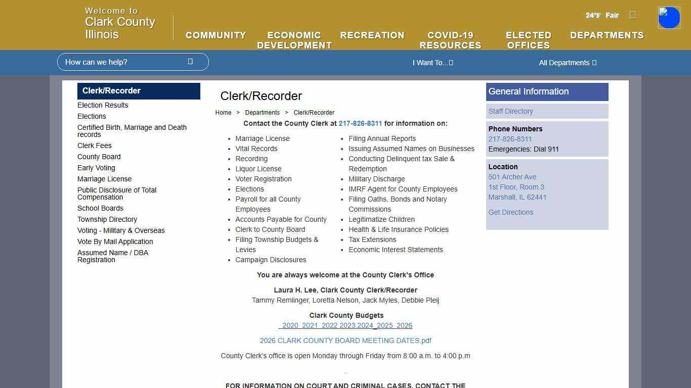 The Official Website of Clark County, IL - Clerk/Recorder